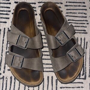 Birkenstock Brown Sandals with Silver Buckles size EUR 42